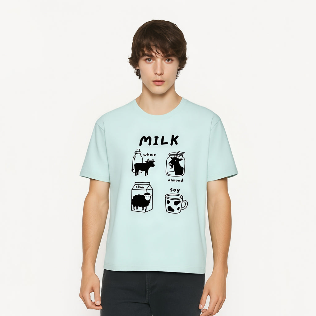 Animal and Milk Theme T-Shirt