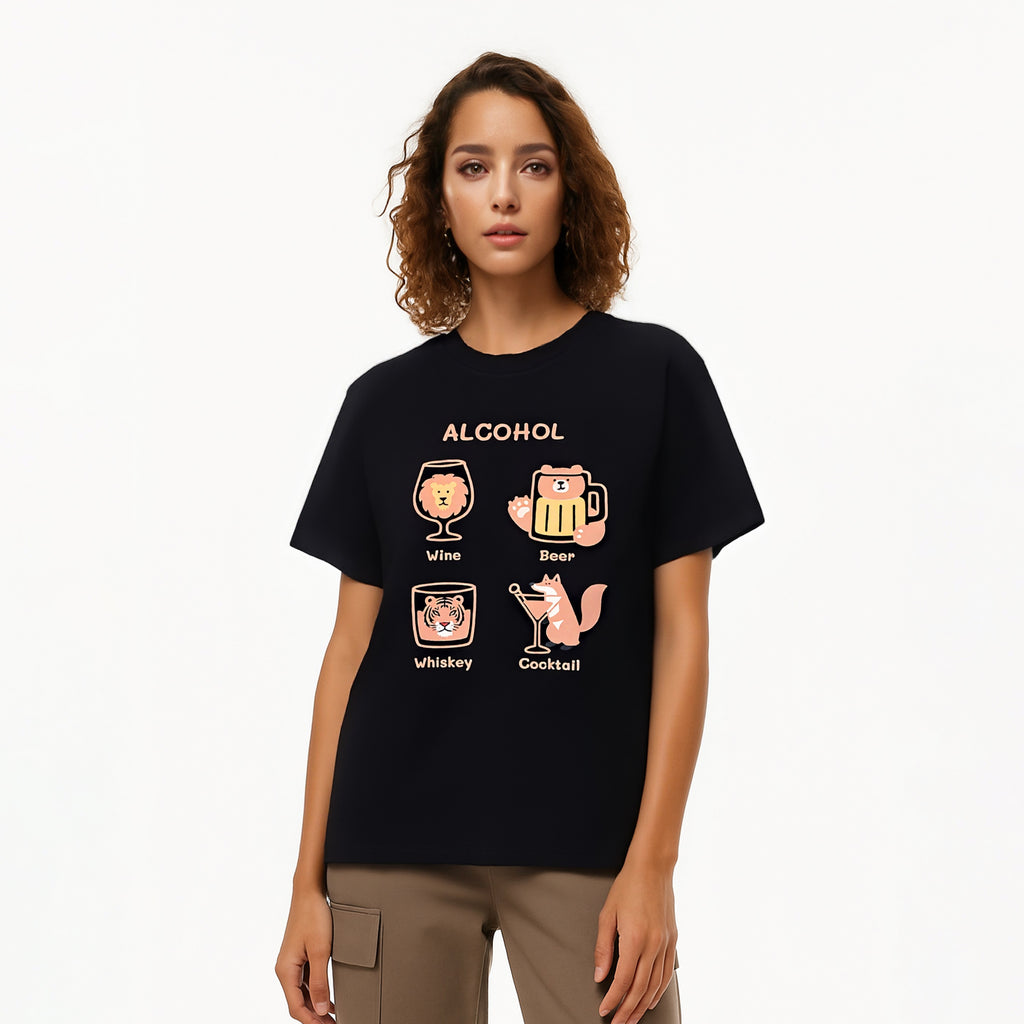 Animal and Alcohol Theme T-Shirt
