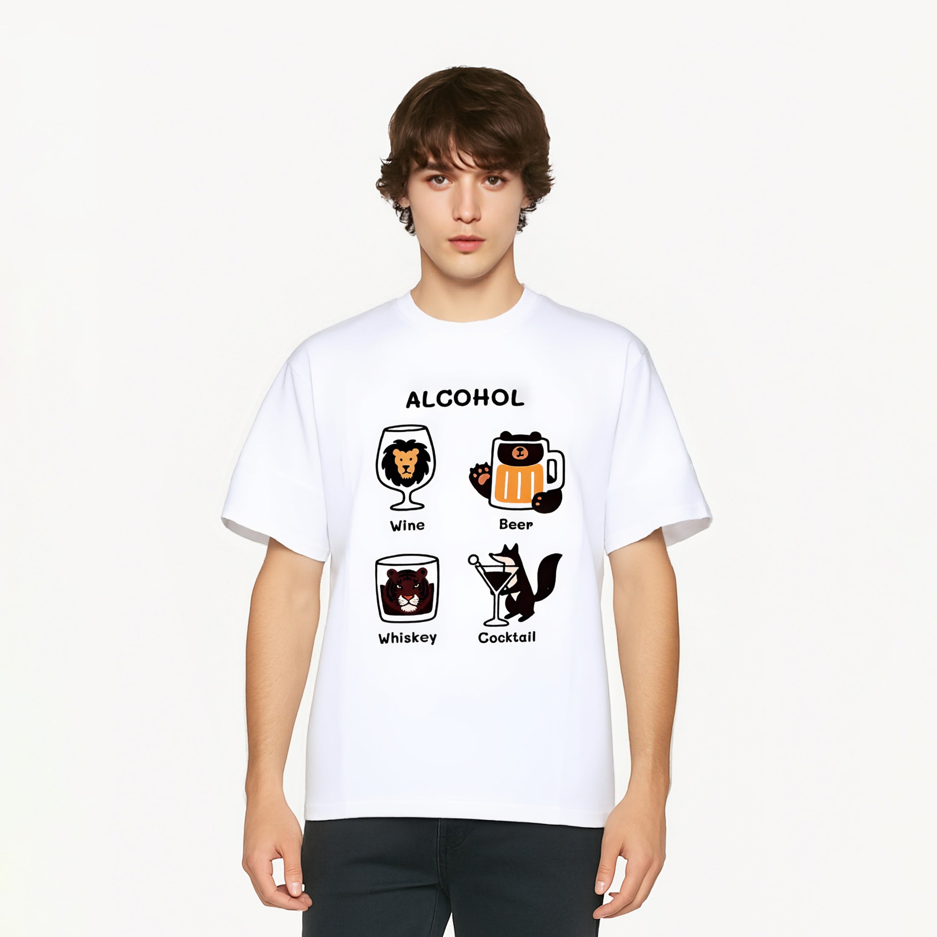 Animal and Alcohol Theme T-Shirt