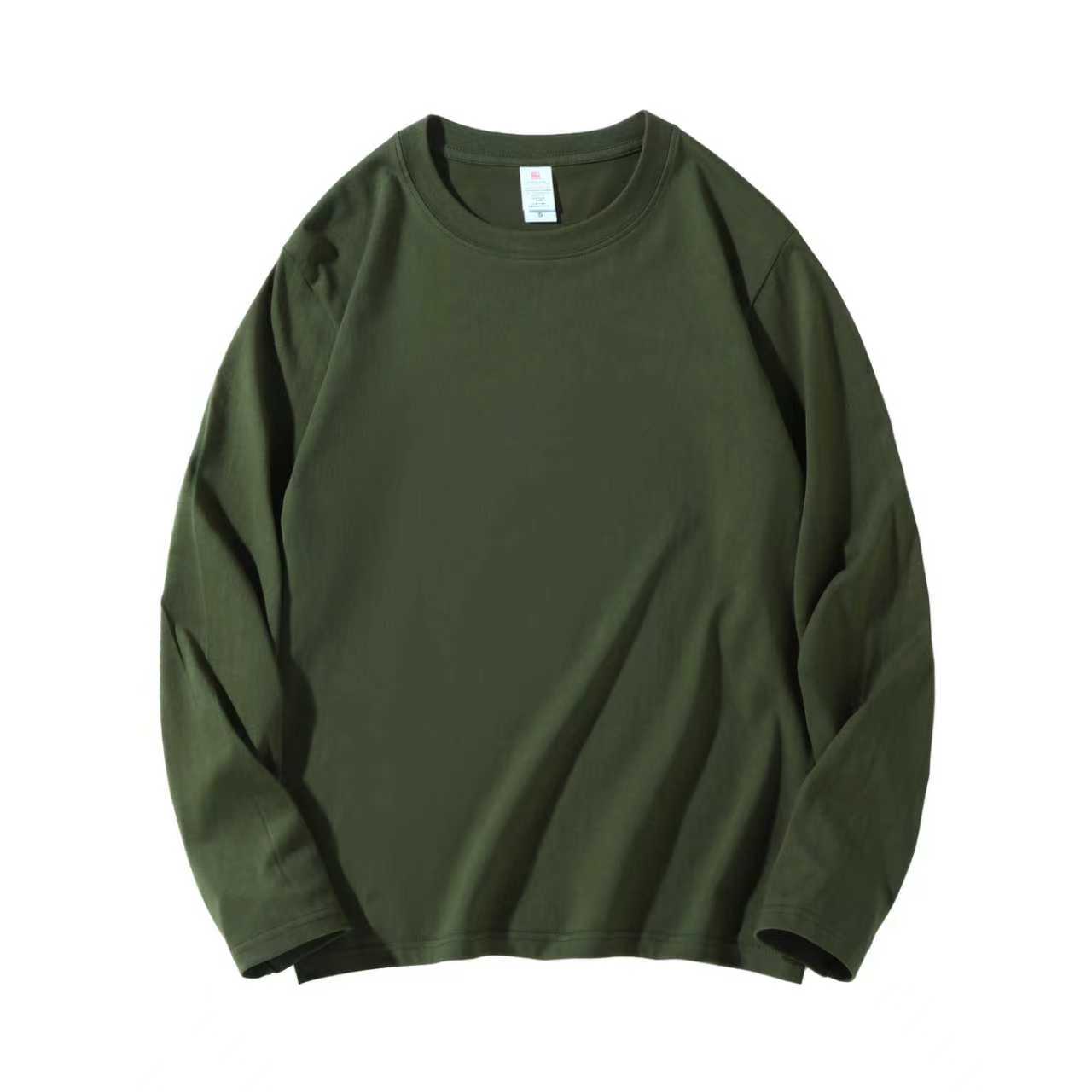 Dark Green Crew Neck Long Sleeve T-Shirt