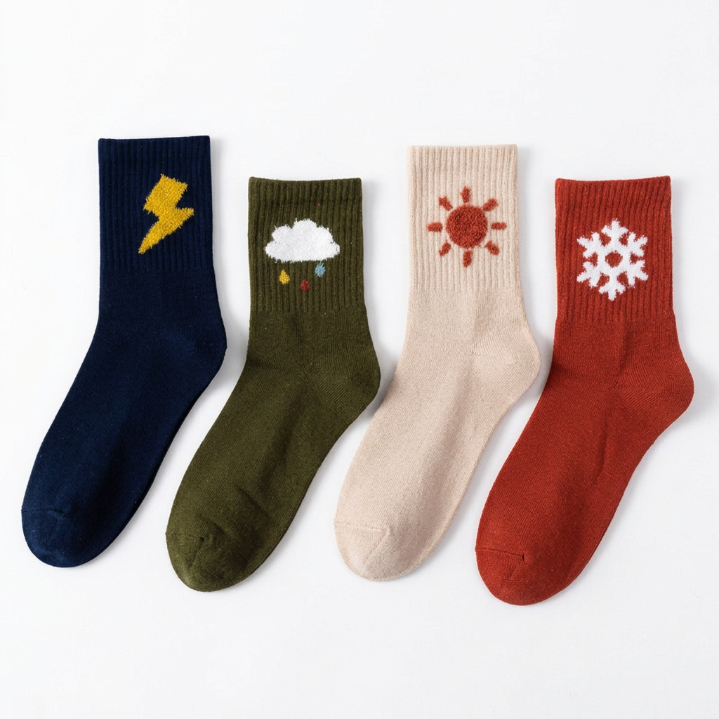 Weather Motif Ribbed Socks