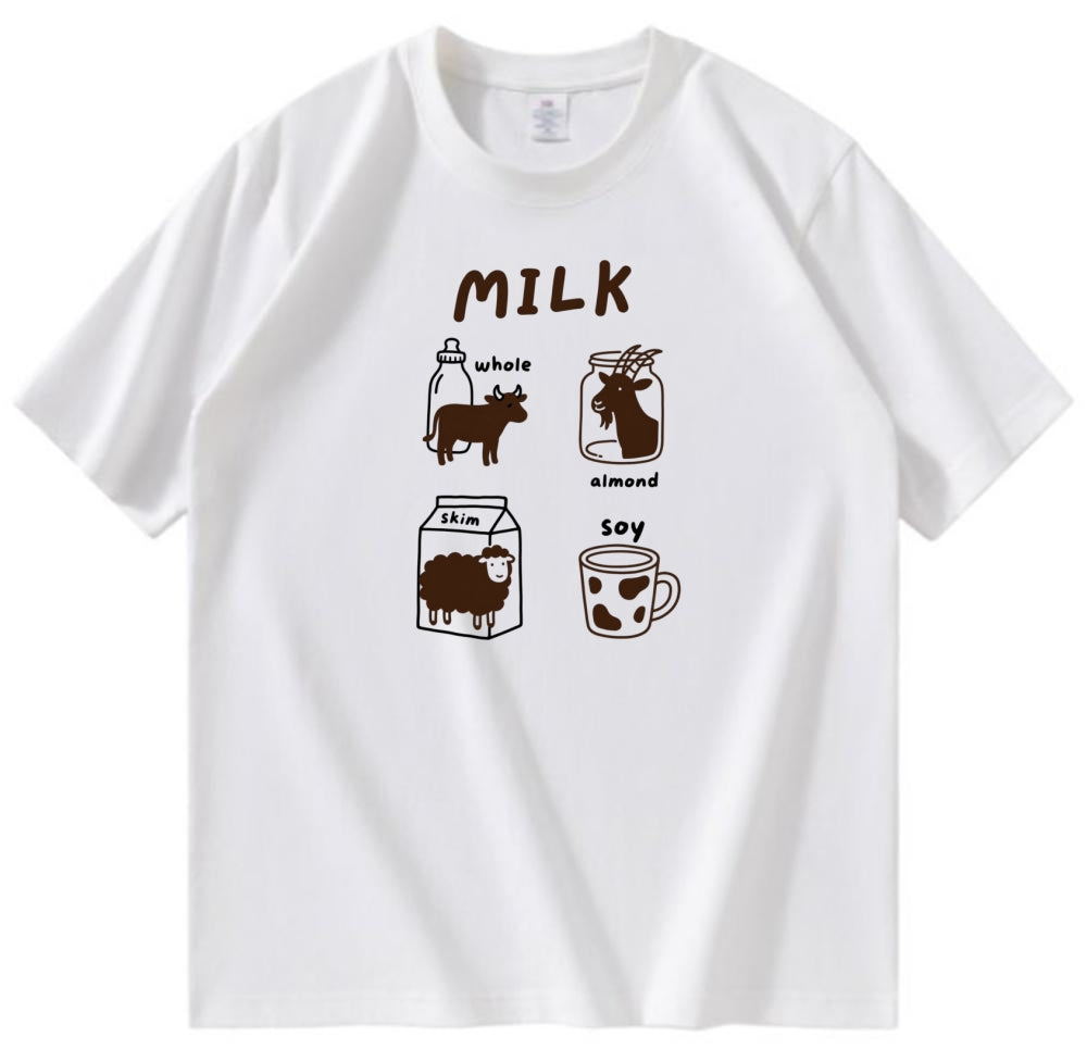Animal and Milk Theme T-Shirt