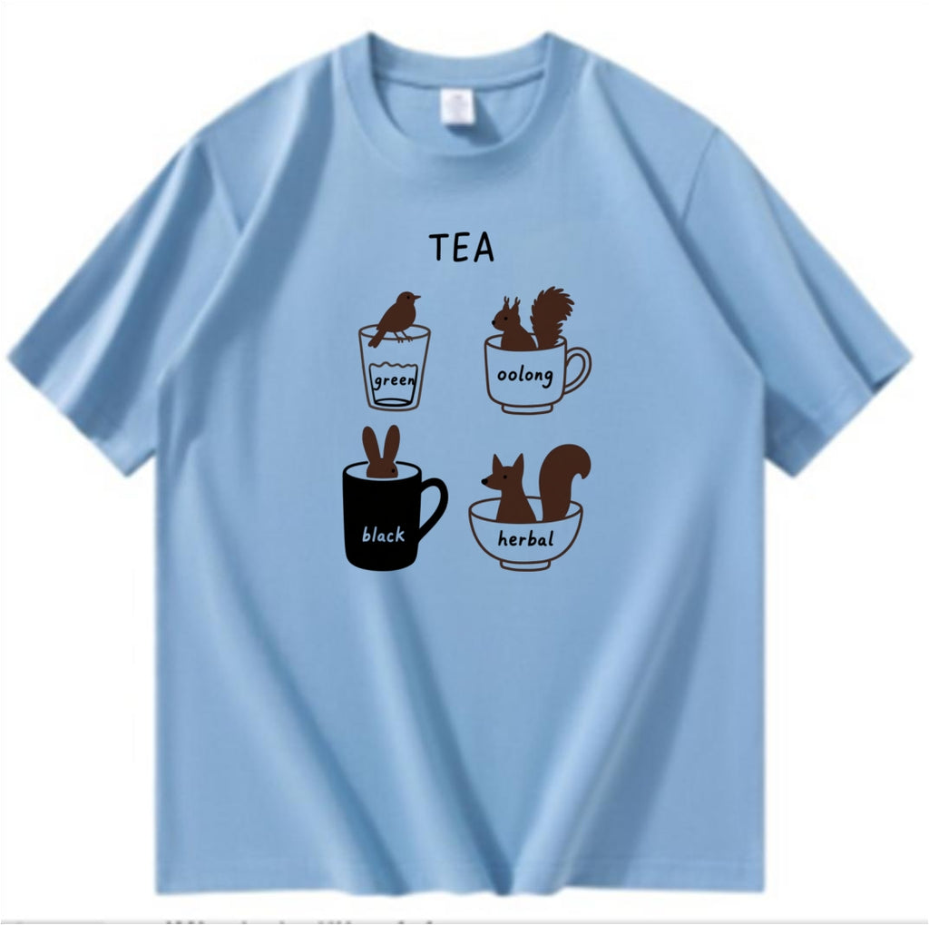 Animal and Tea Theme T-Shirt