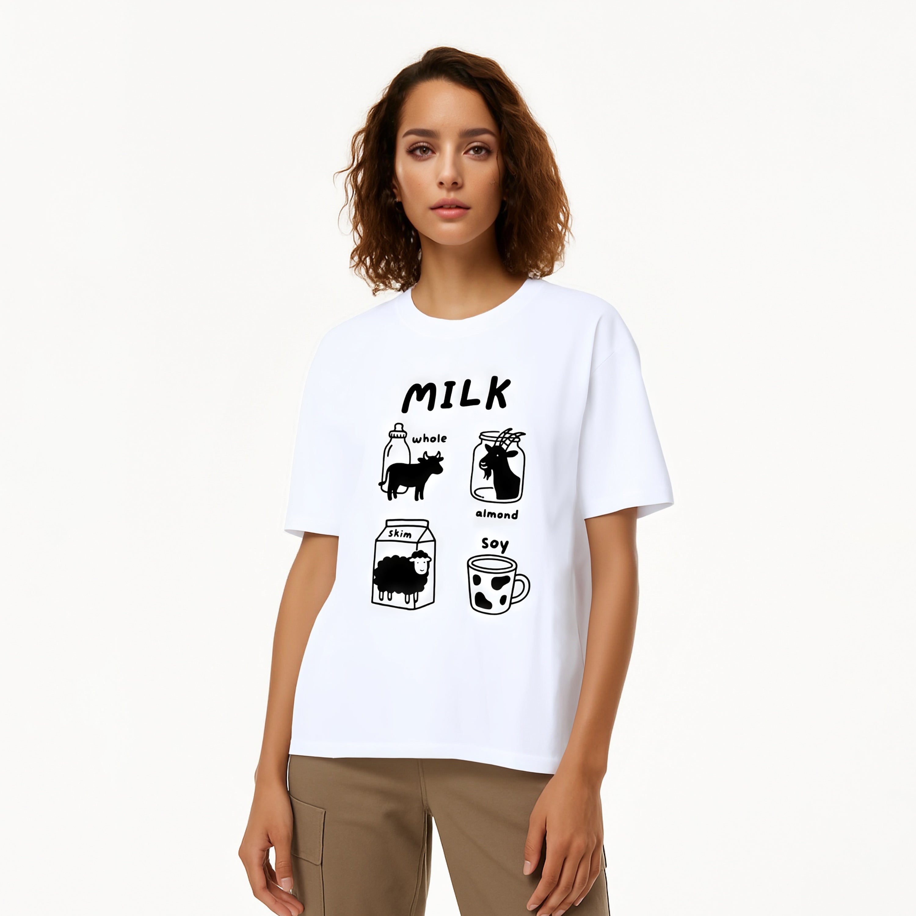 Animal and Milk Theme T-Shirt